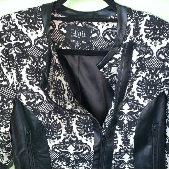 Luii Faux Leather Edgy Zipper Moto Asymmetrical Jacket Blazer Small - Picture 3 of 15